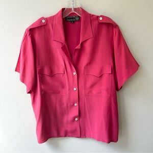 vintage Carole Little for Saint-Tropez West 100% silk button down blouse